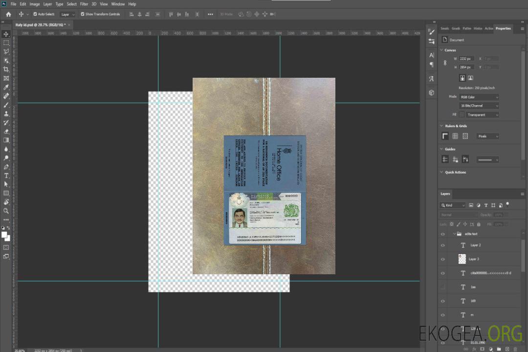 Documents de résidence au Royaume-Uni 2 modèles PSD (également avec aspect passeport) photolook template